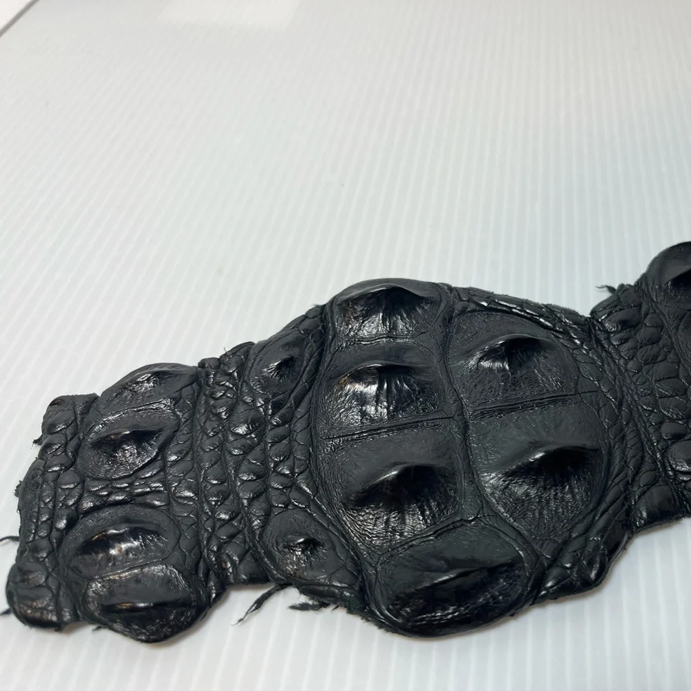 Genuine Alligator Leather Black Tanned Exotic Hornback Hide /Skin